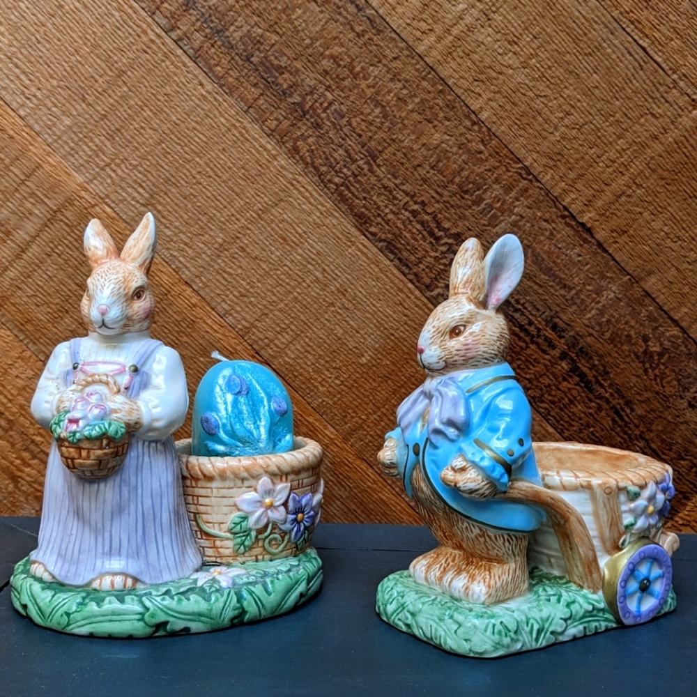 Avon Springtime Easter Bunny Collection Candle Holders
